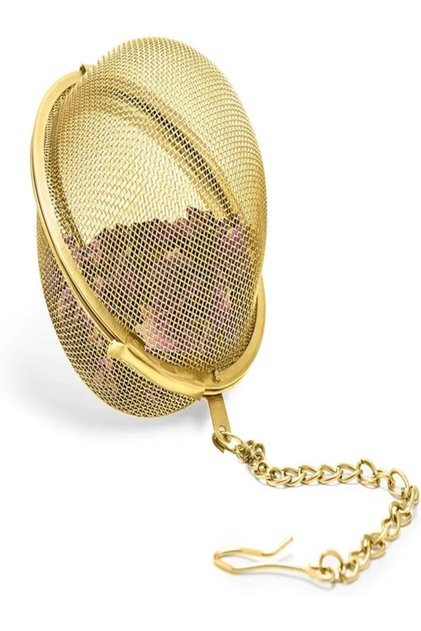Gold Stainless Steel Herbal Tea Brewing Strainer Ball Tea Strainer 1 Pcs