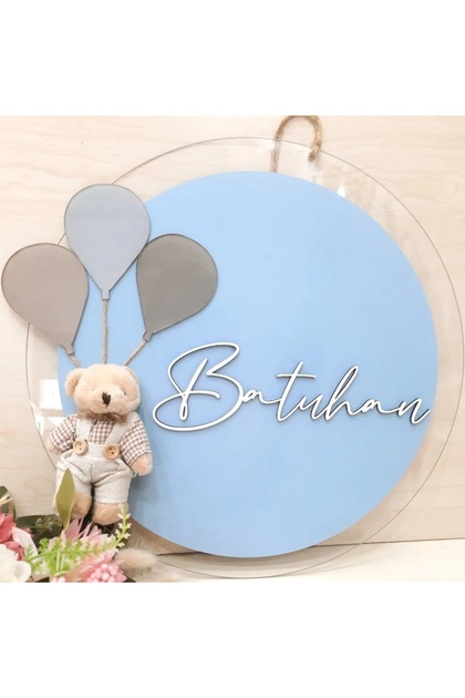 Yenidoğan kapı süsü/ bebek odası kapı süsü / ayıcıklı pileksi kapı süsü 20 cm