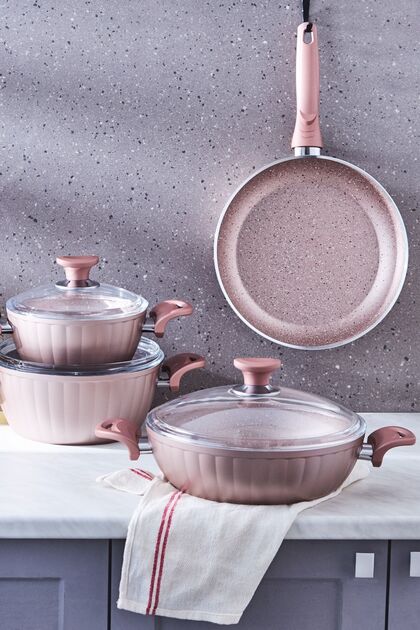 Dream Bio Granit 7 Parça Tencere Seti Rose