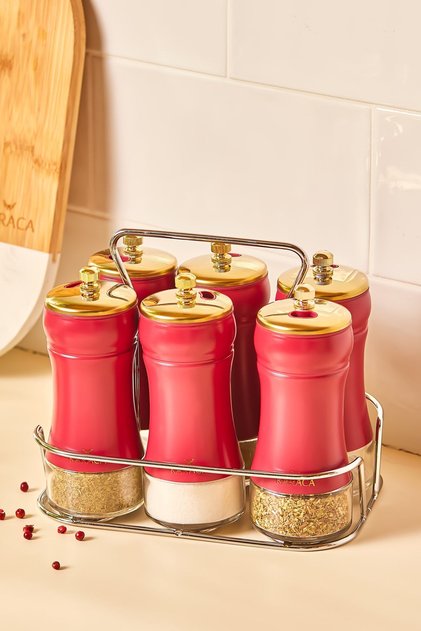 Cam New Gold Berry 7 Parça Kare Baharat Takımı Yeni 0 - 249 ml 7 Parça
