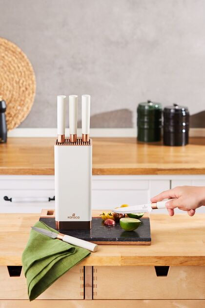 Karaca Skycut 6 Parça Standlı Satırlı Bıçak Seti Krem - Fiyatı