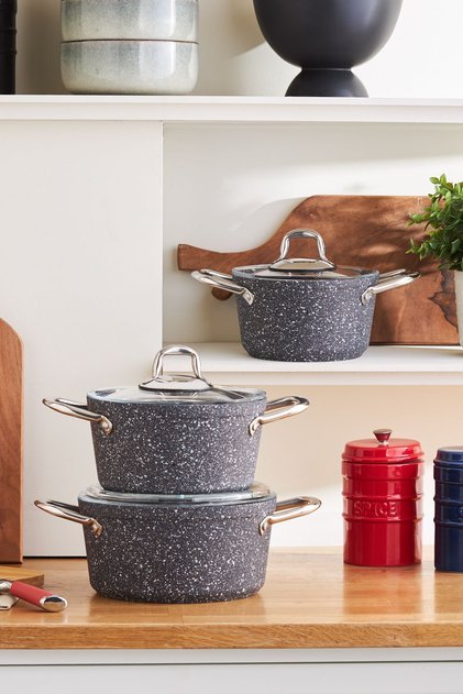Biogranit Navy Stone 6 Parça Midi Tencere Seti