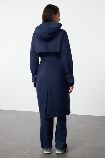 わこ Trendyolmilla Lacivert İçi Elyaflı Oversize Kalın Trençkot