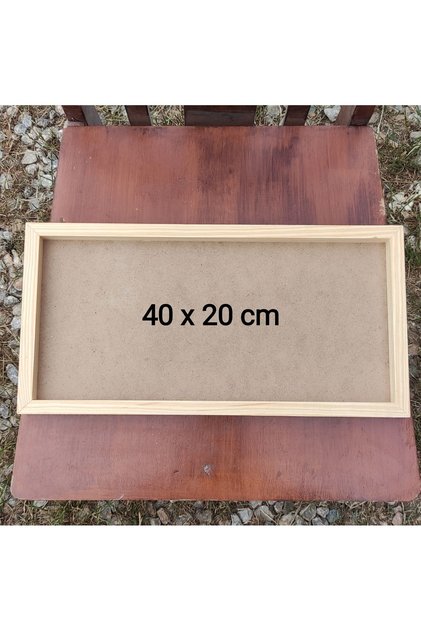 Ahşap Çerçeveli Pano 40x20 cm Ham (Camsız - Arkalık sabit)