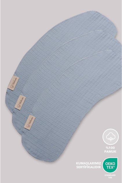 SHOULDER/MUTH CLOTH 4 LAYER MUSLIN 100% ORGANIC 3 PACK - BLUE