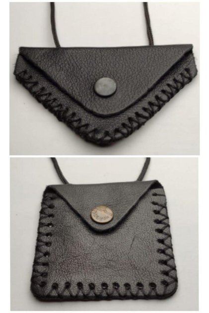 Black Leather Cevşen Triangle and square 2 pieces