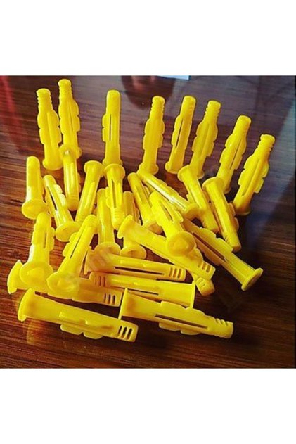 (100 ADET) 8mm Roket (DÜBEL) Profesyonel 8mm Made Plastik Dübel Sarı 8*50