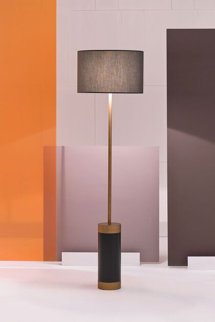 Alice Modern Tasarım Pirinç Detaylı Metal Lambader 160 cm (Füme Rengi)