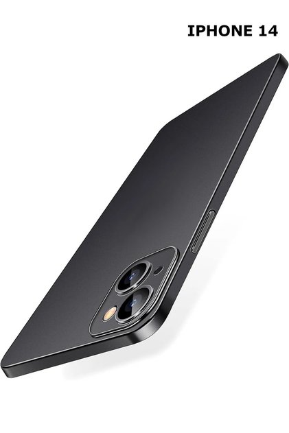 iPhone 14 Kılıf Ultra Ince Mat Yüzeyli Elden Kaymaz Kamera Korumalı Kapak Yarı Şeffaf Siyah