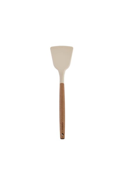 Woodline Beige Colored Silicone Tip Wide Spatula - Beech Wood Handle