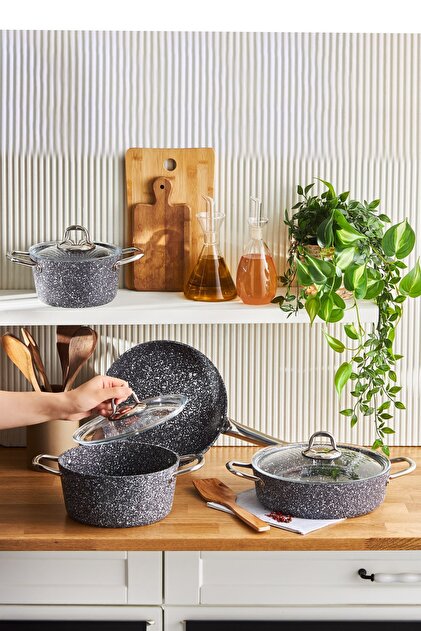 Karaca Biogranit Navy Stone 7 Parça Tencere Seti - Fiyatı, Yorumları