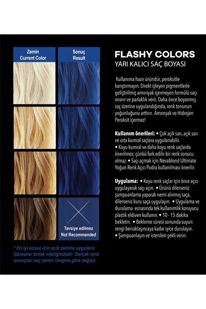 Neva Flashy Colors ELEKTRİK MAVİ Direkt Uygulanan Yarı Kalıcı Saç