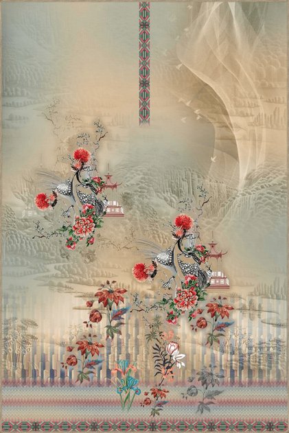 Floral Themed Multicolor Abstract Motifs Flowers and Clouds Pattern Modern Decorative Carpet 4858