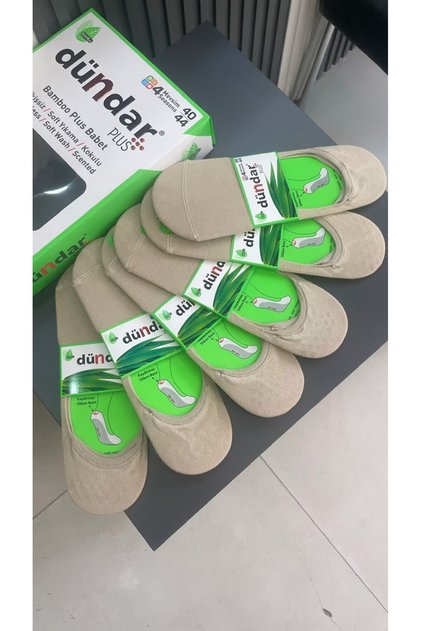Men's Beige Color Bamboo Plus Silicone Ballerinas Dündar (6 Pieces)