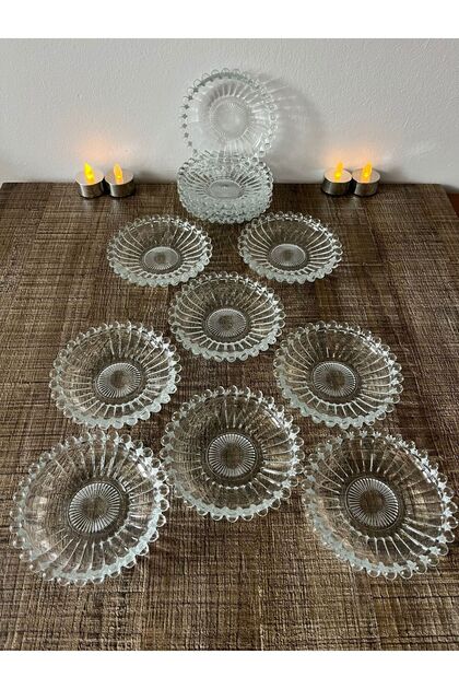 New Trend 12 Pieces of Glass Beaded Tea Plates, 6 Pieces of Coasters, 6 Pieces of Tea Plates with Coasters