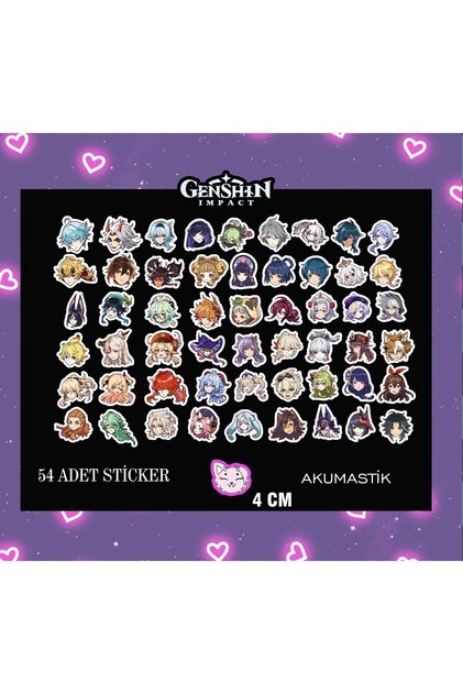 Genshin impact Sticker set 54 pieces - Anime sticker - Shiny sticker