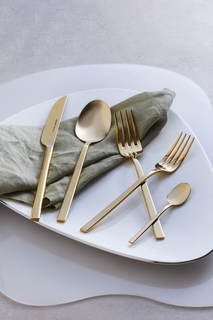 Theo 30 Piece Cutlery Set for 6 People Shiny Gold