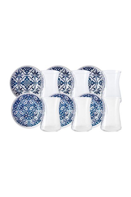 Blue 12 Piece Tea Set for 6 Persons 170 Ml