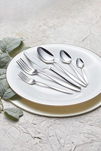 Karaca Lady 84 Pezzi Per 12 Persone, 316 Rostfreier Stahl, Forchetta da tavola, Cucchiaio, Coltello da tavola, Forchetta da dessert, Cucchiaio da dessert, Coltello da dessert, Cucchiaino da caffè