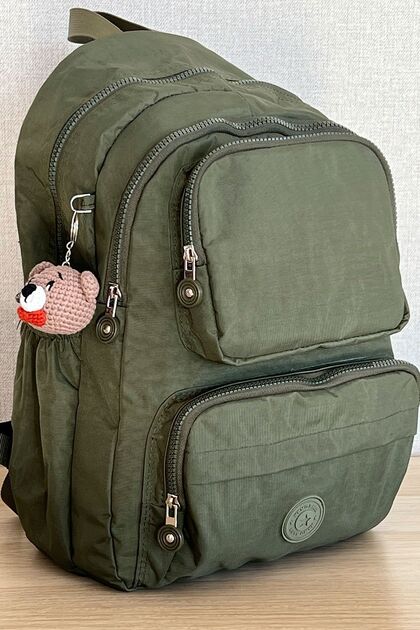 Unisex Green Backpack School Bag Laptop And Travel Bag Waterproof, W/amigurumi