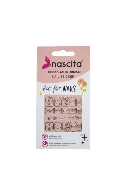 Işıltılı Gül Desenli Tırnak Stickerı - 35
