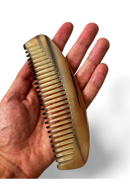 Thick body for curly hair natural bone comb horn with sparse teeth kt-133 - 16 cm