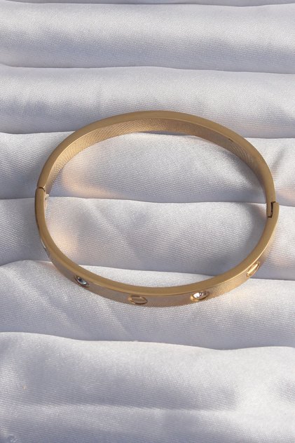 Gold Color Zircon Stone Model Handcuffs (316L Steel)