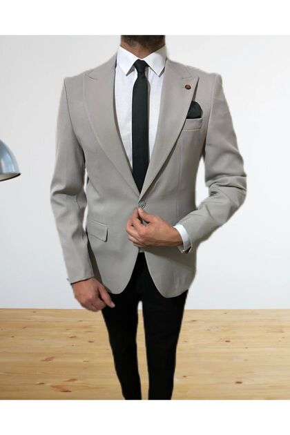 Italyan Stil Slim Fit Tek Erkek Ceket