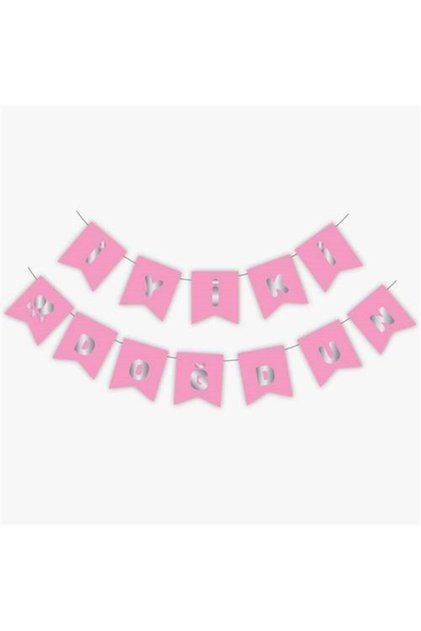 Mini Party Store Pink Silver Happy Birthday Gilded Banner
