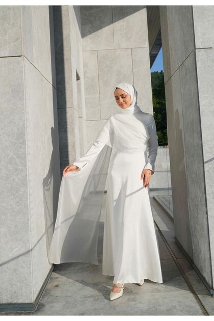 white hijab graduation dress Crystal Lace-Up Maxi