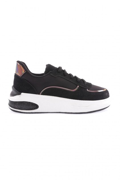 Women's Sneakers Shoes Black Satin Black Suede 3213137