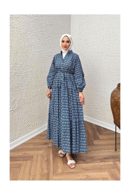 Viscose Patterned Belted Dress