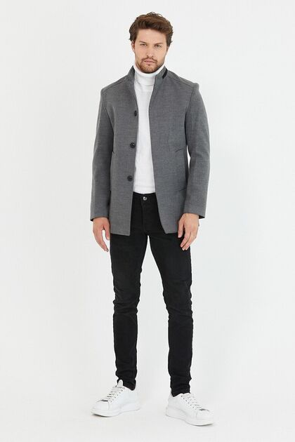Men's Gray New Season Short Cashmere Coat