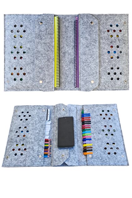 Resim Çantası Kalemlikli Tablet Defter Boya Malzemeleri Aktivite Çantası 10 Renk