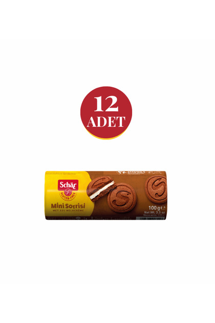 Mini Sorrisi Glutensiz Kaymaklı Çikolatalı Bisküvi 100 gr (12 ADET)