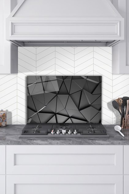 Anthracite Crystal Glass Stove Back Protector, Kitchen Built-In and Countertop Protection, Tempered and Coated