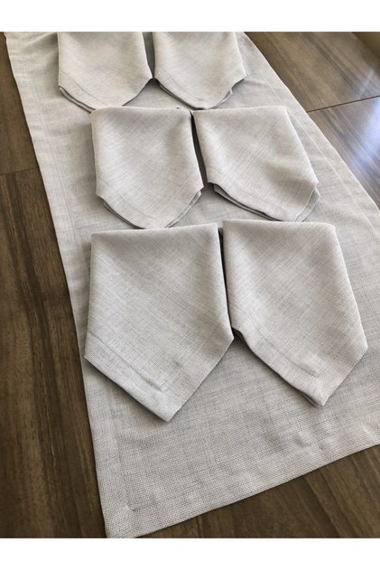 Linen Kumaş Işlemelik Peçete Runner Takımı