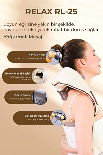 Relax Şarjlı Isıtmalı Sessiz Altı Başlıklı Bej Boyun ve Omuz