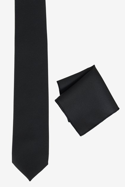 Men's Black Tie-Tissue Set