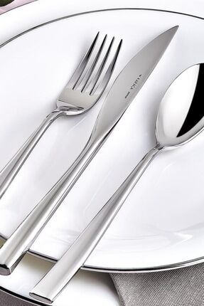 Set di posate in stile nordico con manico nero con fornitore di cucchiai grandi e rotondi