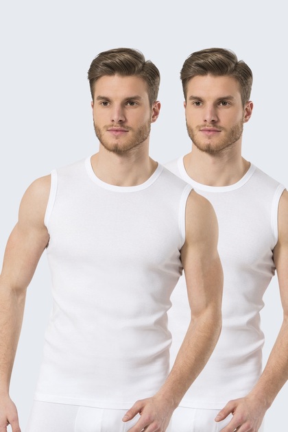 2 pieces of 100% cotton crew neck sleeveless men's t-shirt