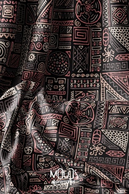Hitit Figure 1 Patterned Digital Printed Fabric Suede-Like Texture 100X155Cm Kms-17