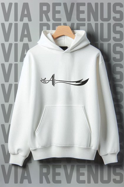 Hz Ali Zülfikar Printed Kangaroo Pocket 3 Thread Threaded Oversize Wide Fit Hooded Sweatshirt