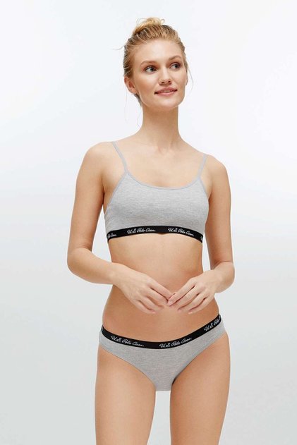 Women's Gray Melange Bustier Slip Set 68000