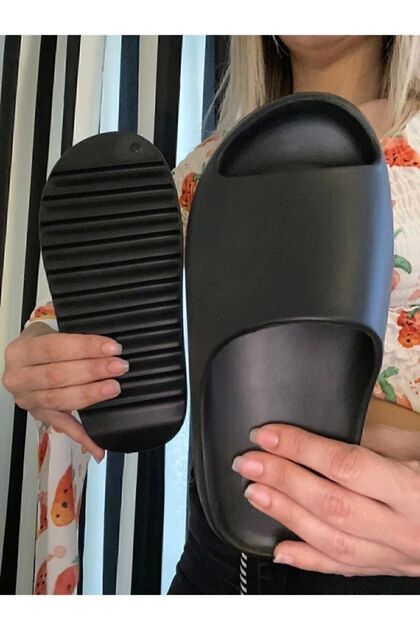 Genel Markalar BERCHILL Unisex Siyah Yeezy Slide Terlik - Fiyatı
