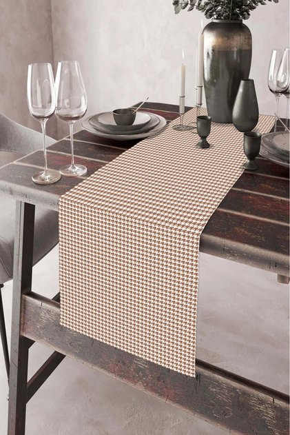 40x140cm Decorative Woven Stain - Non-retention Printed, Washable Houndstooth Thai Feather Tablecloth Runner