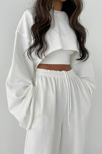 Women's Crop Three-Piece Top-Bottom Tracksuit Set