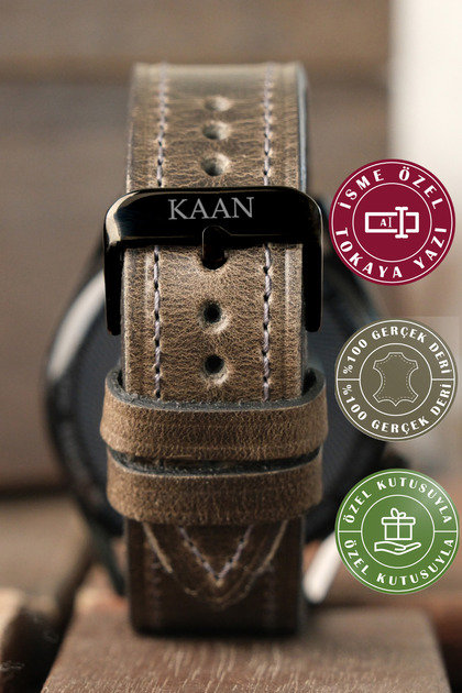 22mm Compatible Leather Watch Strap Gray - Mernis