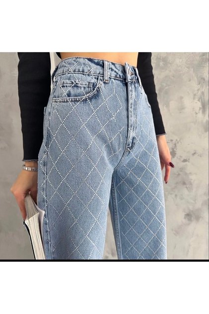 Taş detaylı denim