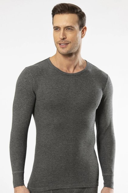 2 Pieces of Lycra Men's Thermal Underwear with Crew Neck and Long Sleeves
